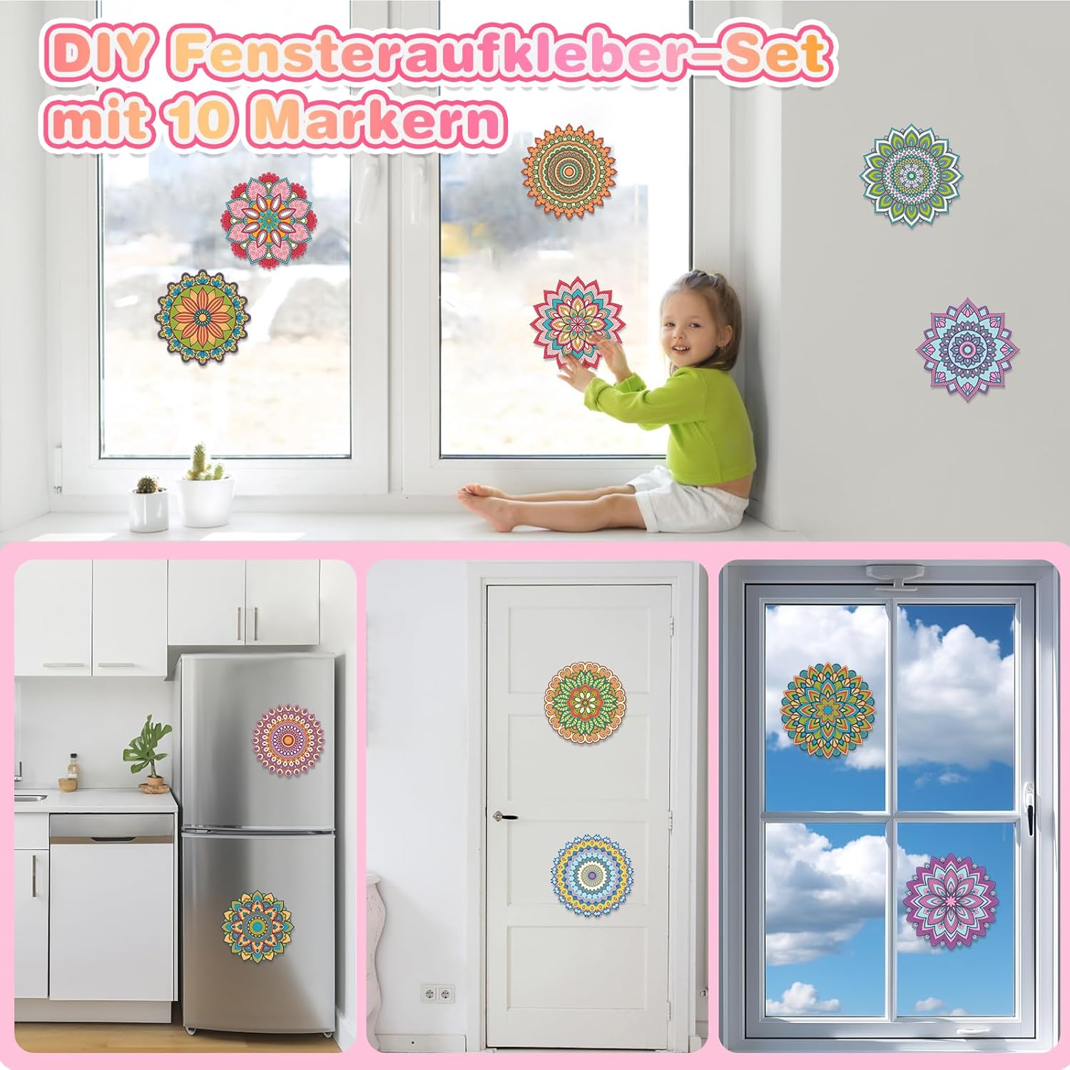 Detalle 1 de DIY Fensterkunst Bastelset mit 12 Motiven für Kinder