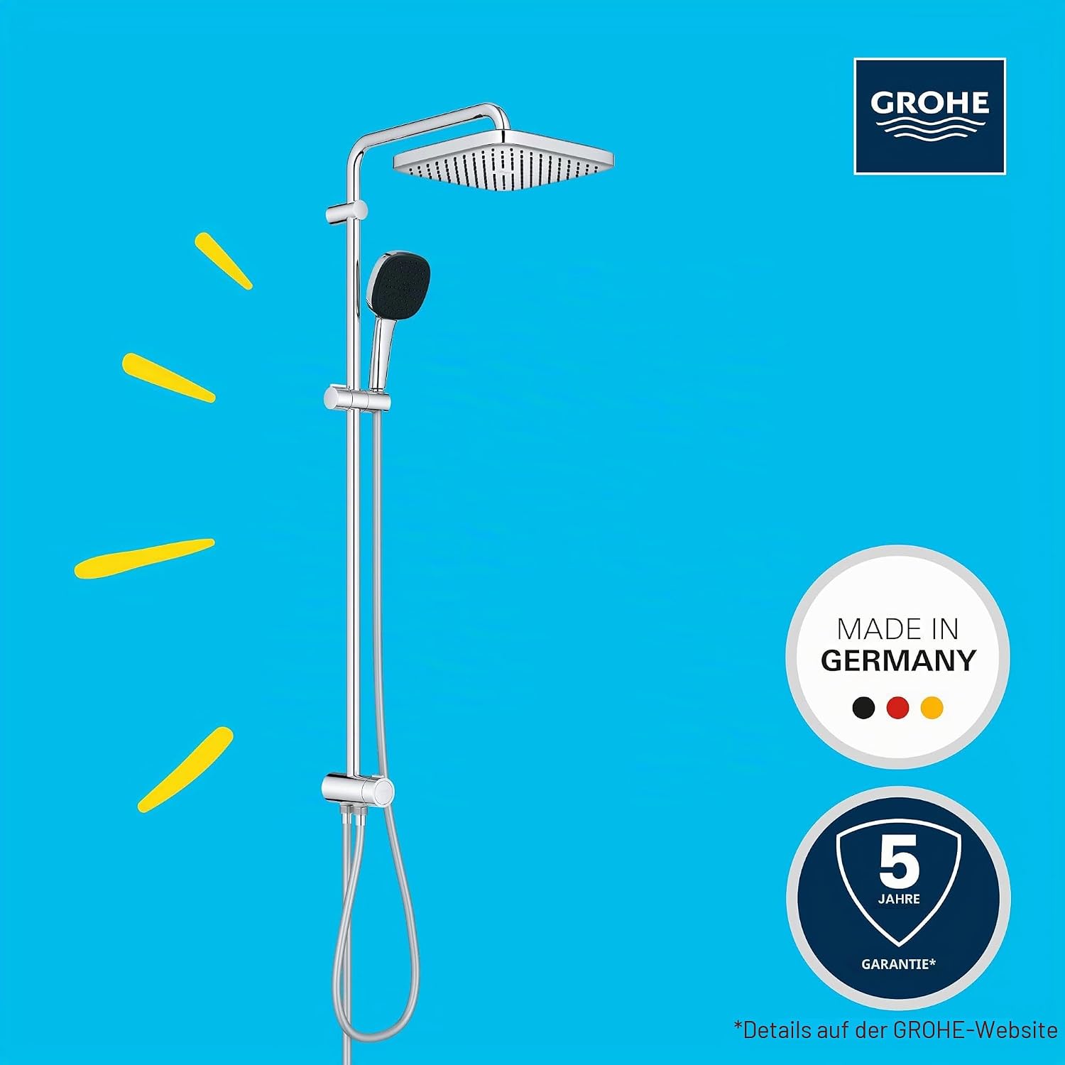 Thumbnail 2 de GROHE Vitalio 250 Duschset – wassersparend, eckig, ohne Armatur, 2 Strahlarten, Duschstange 104 cm
