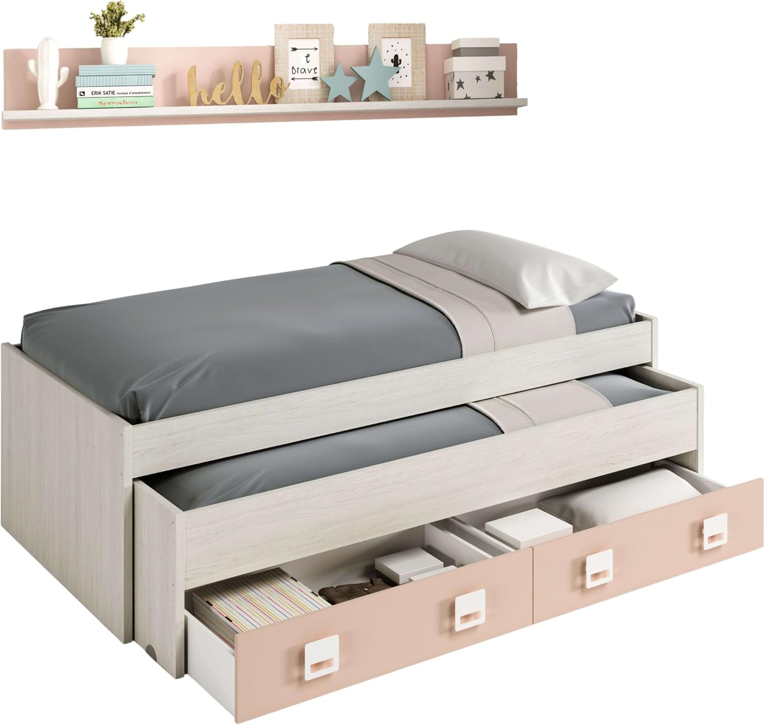 Habitdesign Cama Doble Juvenil Nube 199x96x69 cm