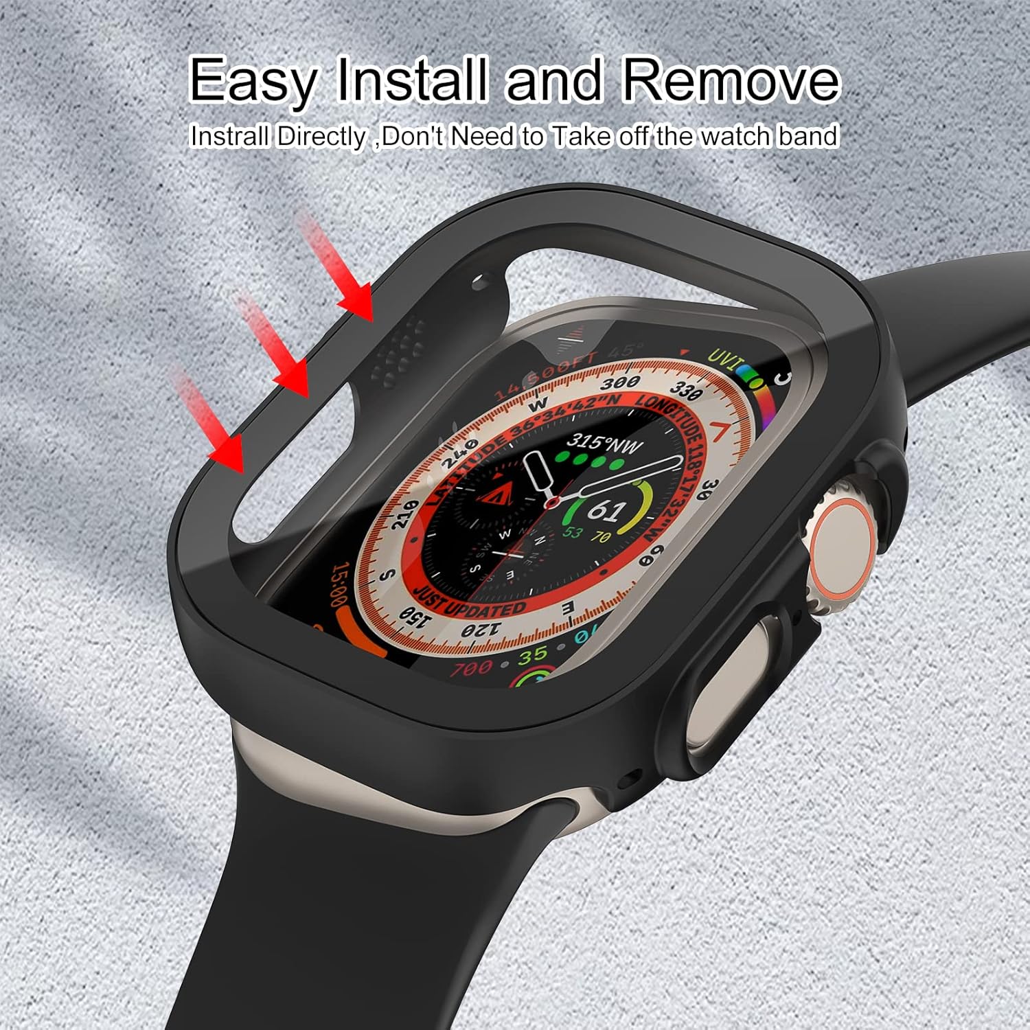 Thumbnail 3 de Tuocal 2 Pack Hard PC Case for Apple Watch Ultra 49mm (Black) with Built-in Screen Protector