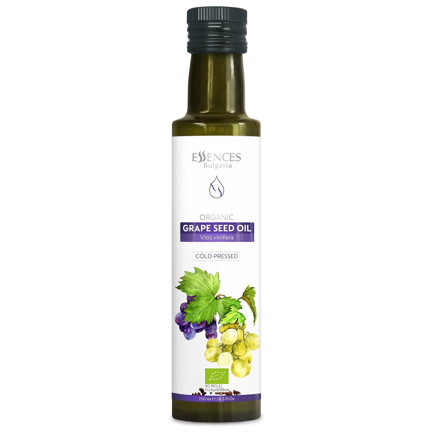 Detalle de Essences Bulgaria Bio-Traubenkernöl kaltgepresst (250 ml) – 100% naturrein, vegan