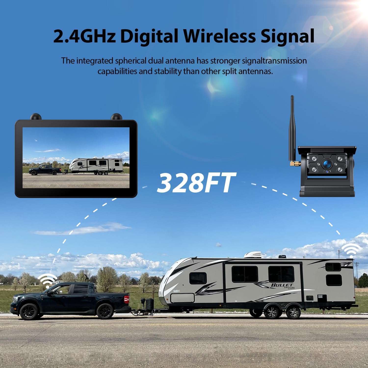 Detalle 2 de Solar Powered Wireless Reversing Camera Kit with 7" 1080P Touchscreen Monitor and 12000mAh Battery