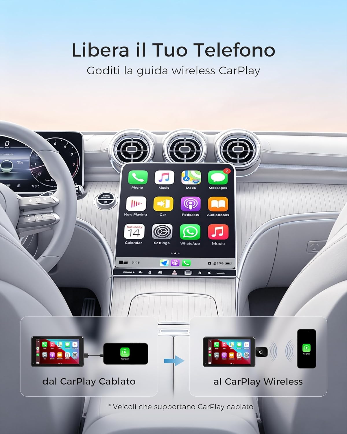 Detalle 2 de WityEye Adattatore CarPlay Wireless: CarPlay wireless stabile per iPhone, facile da usare