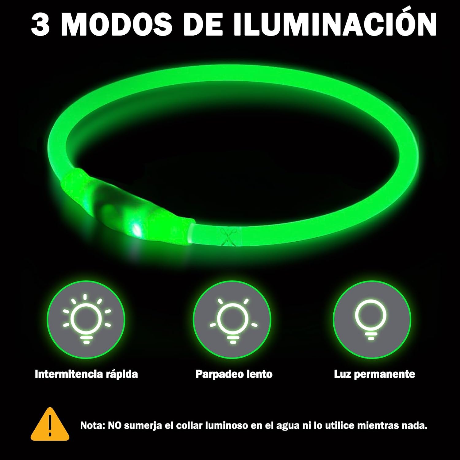 Detalle 2 de Nephafy Collar Luminoso Perro Recargable 3 Modos 🐾