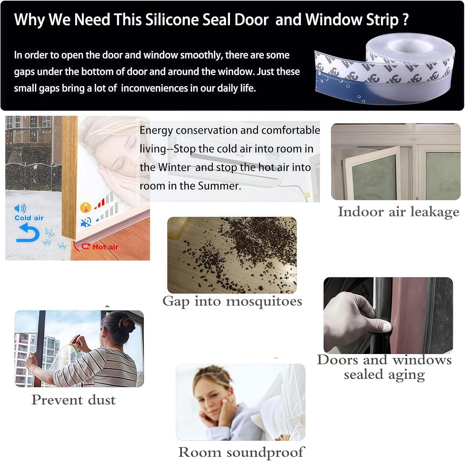 Detalle 2 de Silicone Seal Door Strip Bottom 8m (35mm) ๐ช