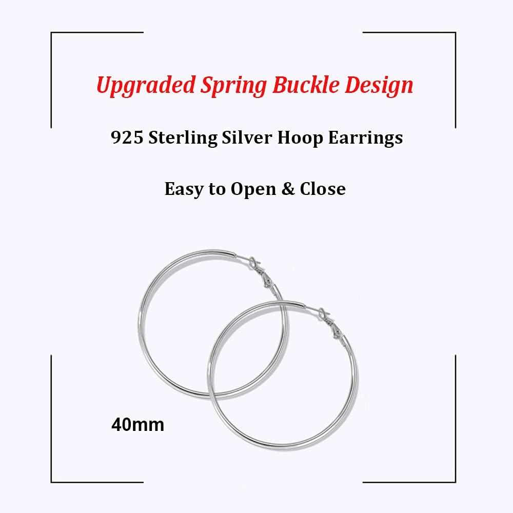 Thumbnail 1 de Hasnsofie 925 Sterling Silber Creolen für Damen – hypoallergenes Huggie-Set (40 mm, teils auch 30/50 mm)