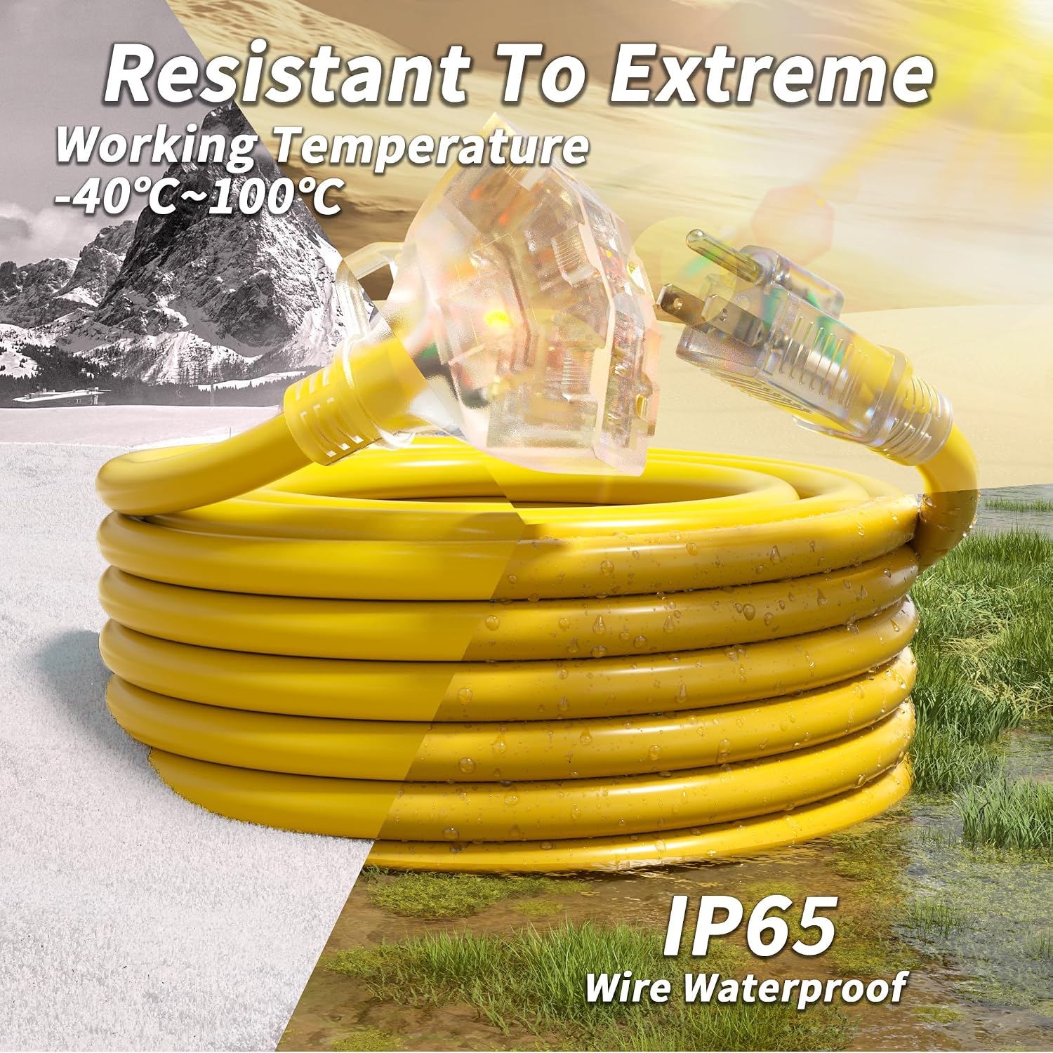 Thumbnail 4 de PlugSaf PS-50FT-12-3-B-Y 50-Foot 12-Gauge Outdoor Extension Cord