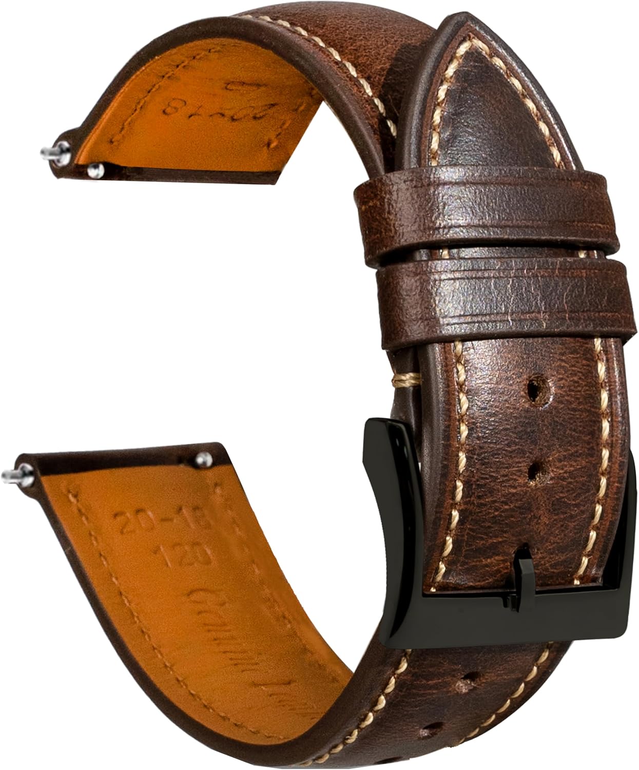 Thumbnail 2 de Gomvadr Quick-Release Lederarmband im Vintage Öl-Look (Pull-up) – mit Schnellverschluss für Federstege in 16–24 mm
