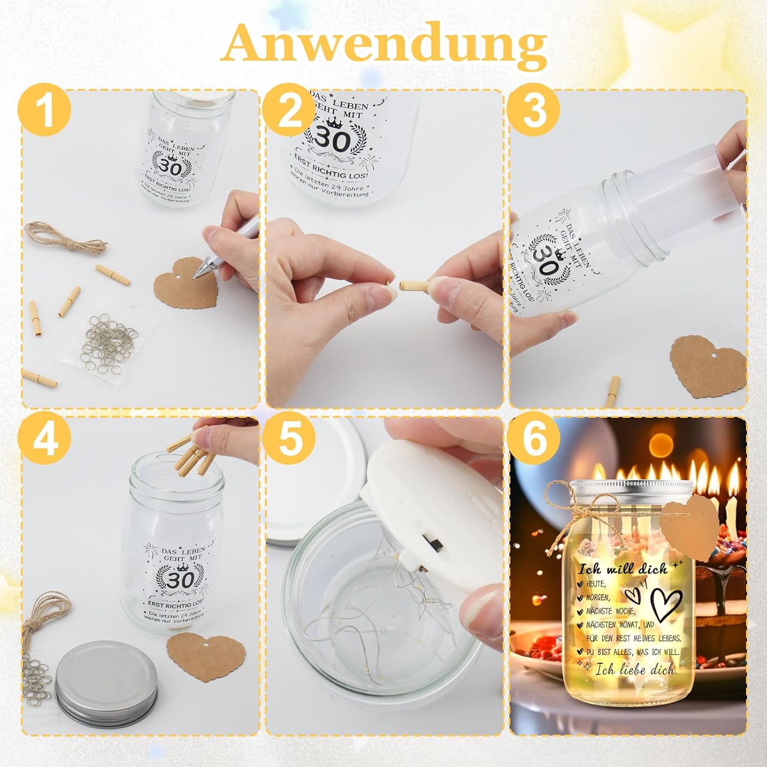 Thumbnail 2 de HSDSH Muttertagsgeschenk – LED-Flaschenlicht als Liebesgeschenk mit Flasche, Lichterkette und Wunschdeko