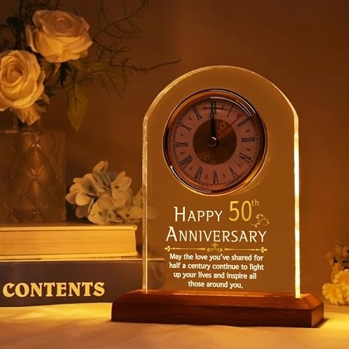 Thumbnail 6 de Lightzz 50th Anniversary Light Up Quartz Clock with LED Wooden Base