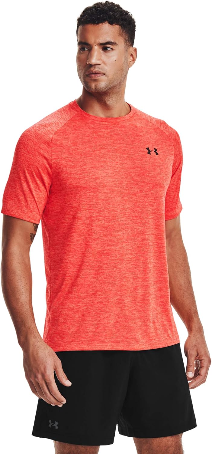 Detalle 2 de Under Armour UA Tech 2.0 SS Tee para hombre (Steel Light Heather) – camiseta deportiva transpirable