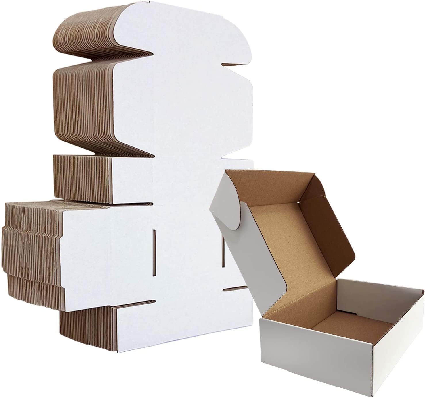 HORLIMER 25 Pack White Shipping Boxes, 17.8x12.7x5cm – Corrugated Cardboard Mailing Boxes