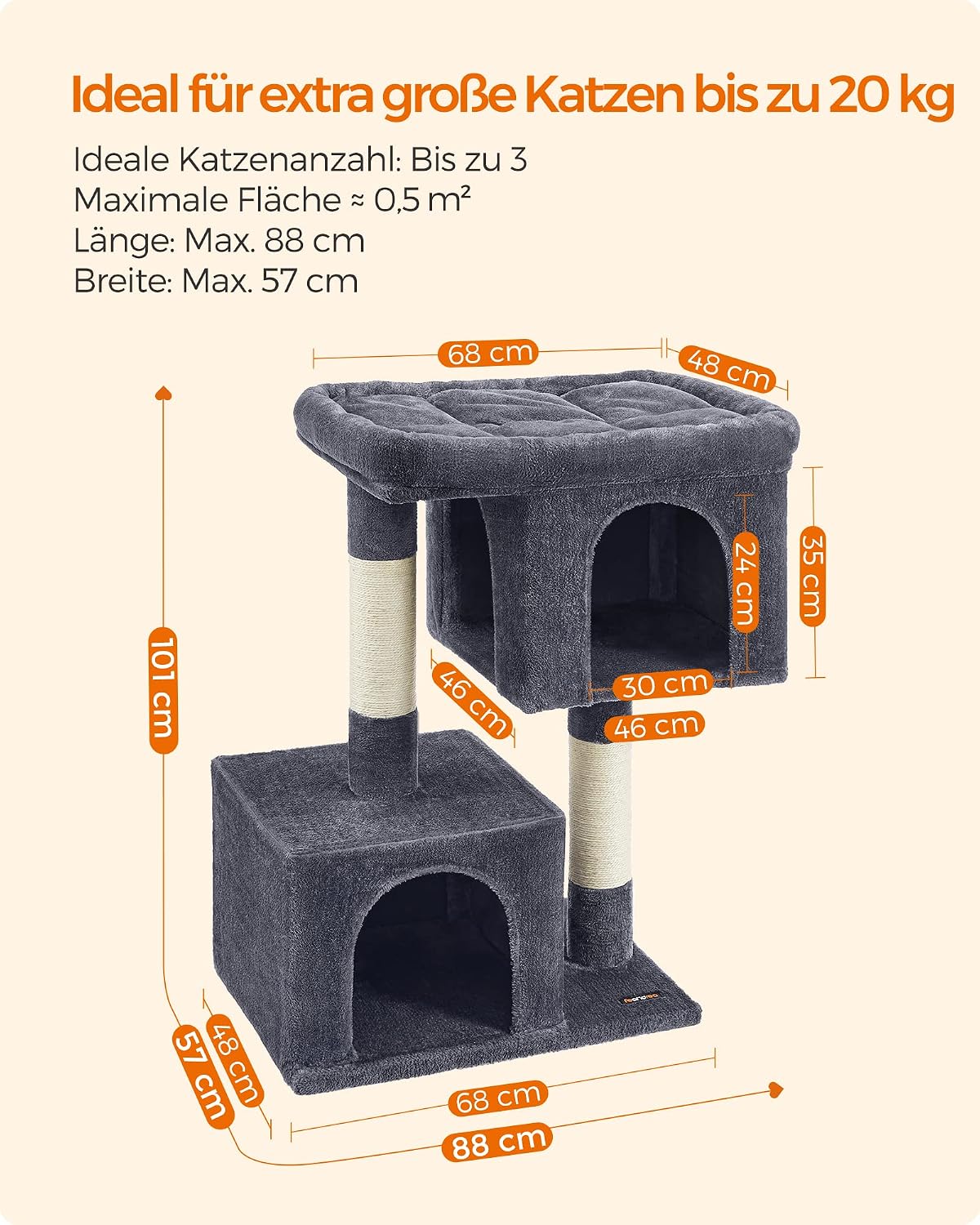 Detalle 1 de Feandrea Kratzbaum 101 cm Katzenbaum XL