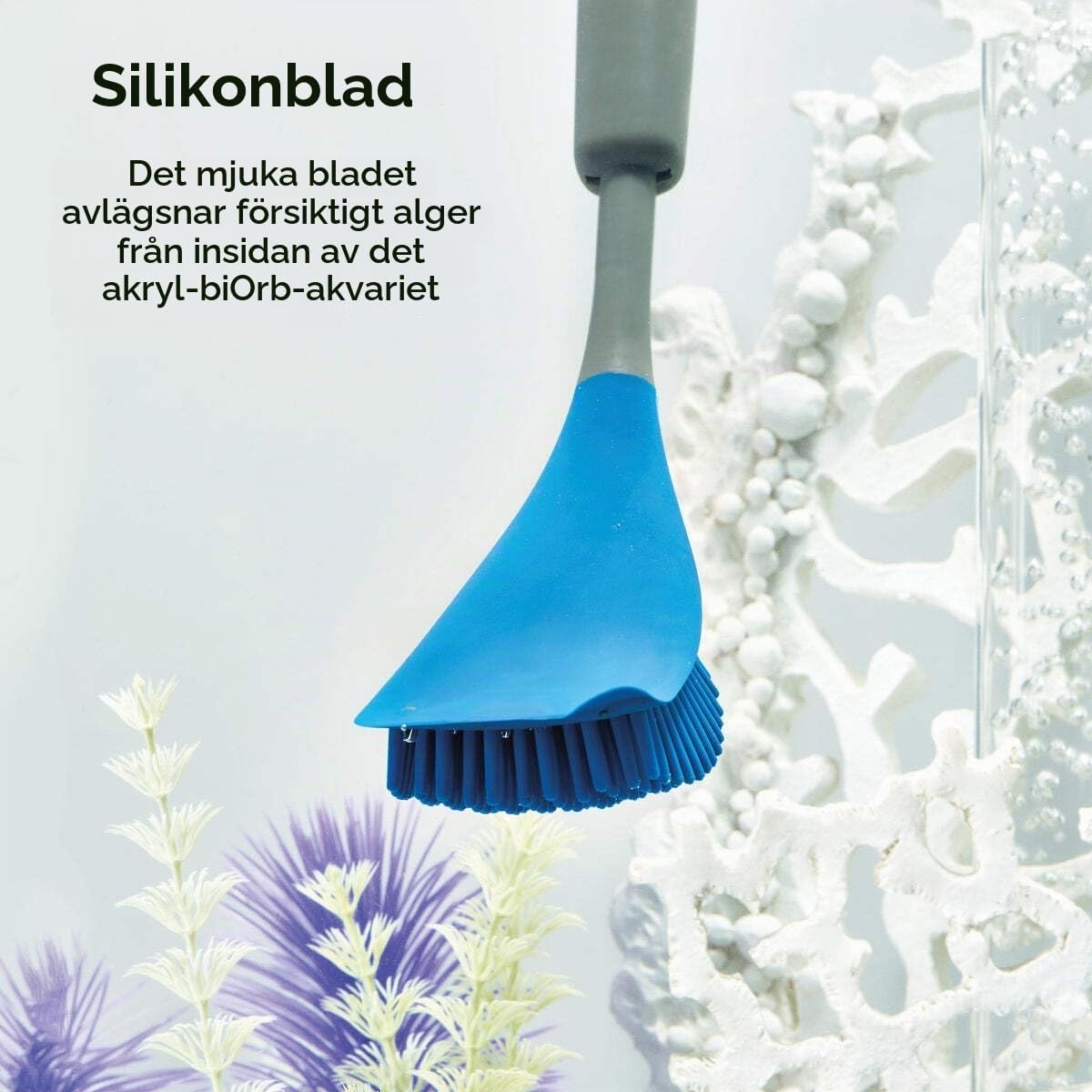 Detalle de biOrb Multi-Cleaner blå akvarierengörare med silikonborste och utdragbart handtag
