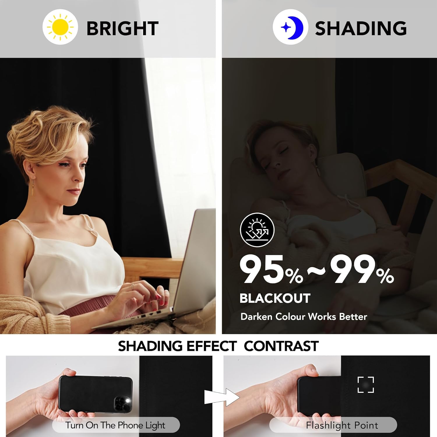 Thumbnail 4 de Deconovo 46 x 54 inch blackout curtains for bedroom 🪟