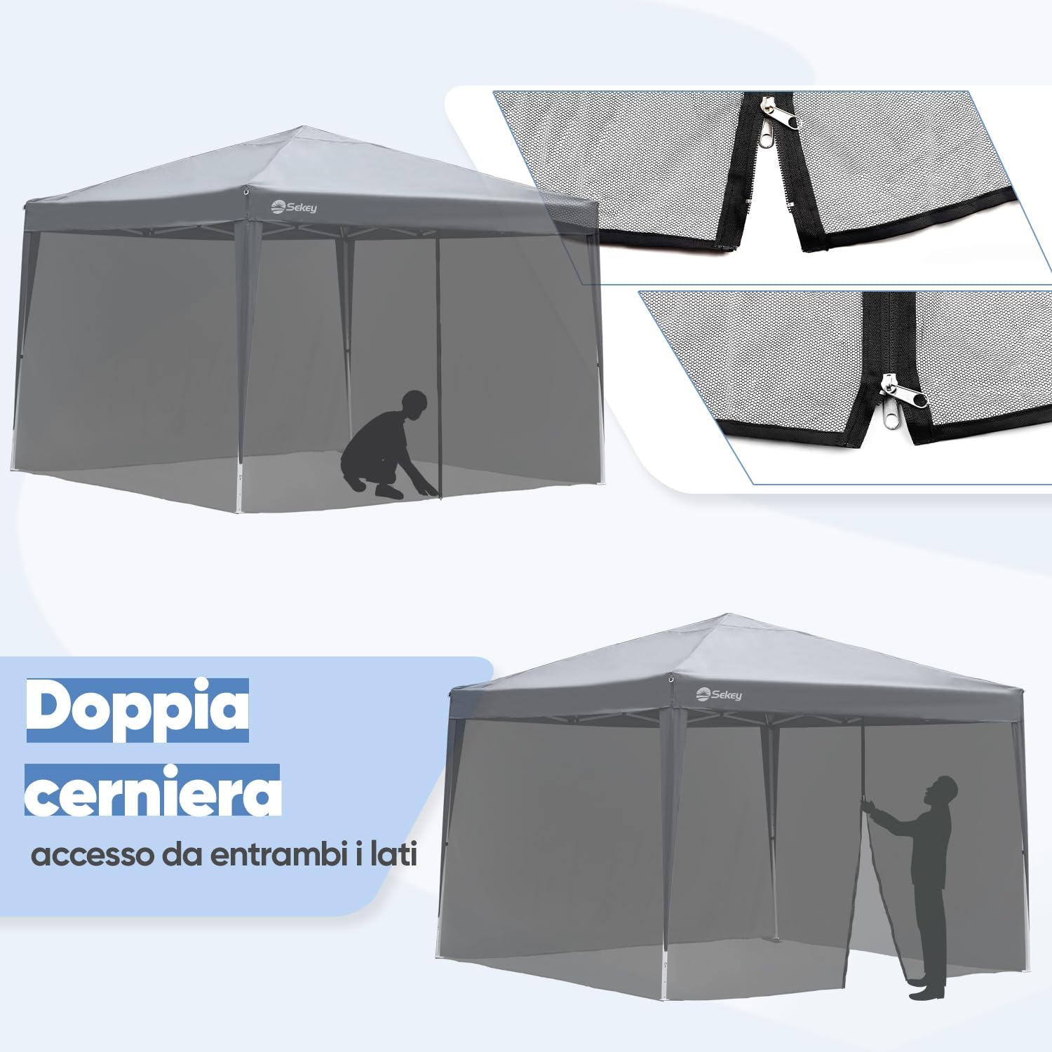 Thumbnail 2 de Zanzariera Sekey per gazebo 3 x 3 m, con cerniera e cinturini