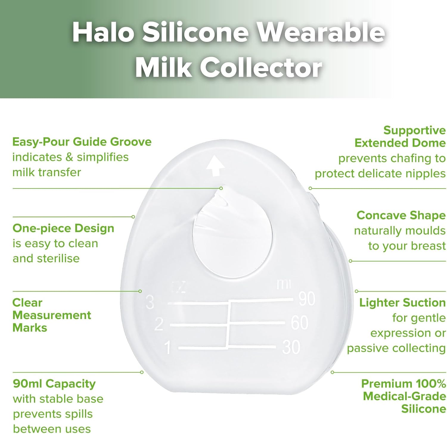 Thumbnail 4 de haakaa Halo Silicone Breast Milk Collector – Wearable Hands-Free Breast Pump (3oz/90ml)