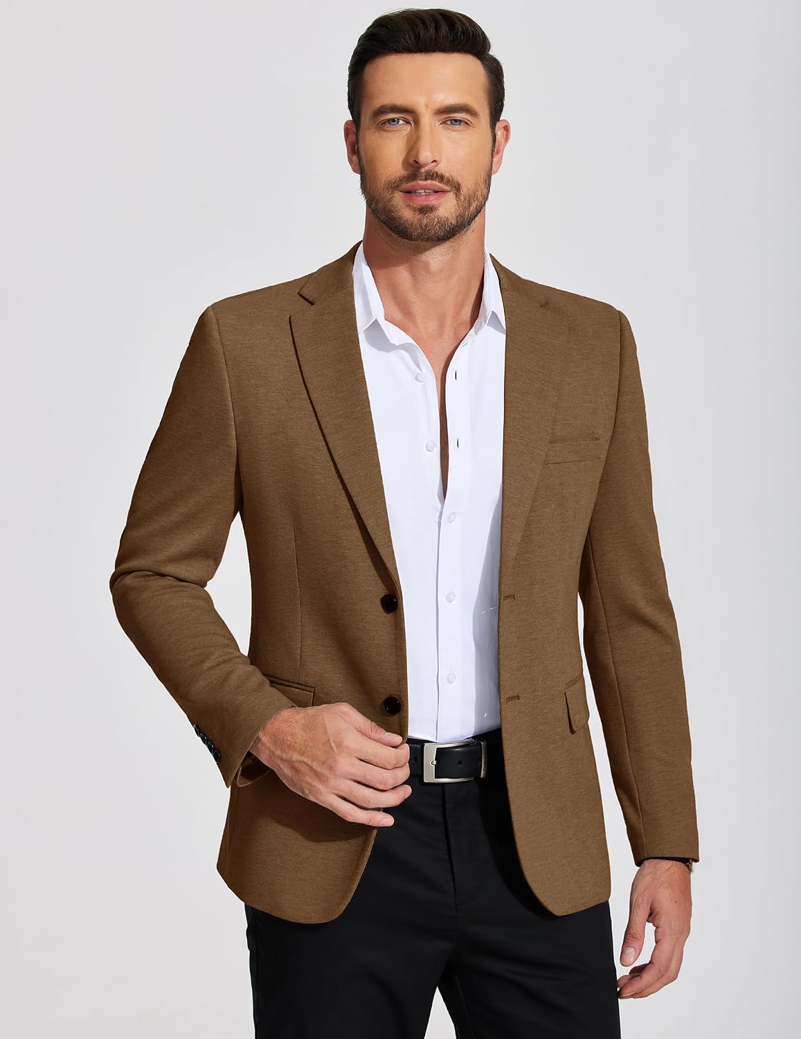 Detalle 2 de COOFANDY Men’s Knit Sport Coat Blazer with Two Buttons (Lightweight Casual Suit Jacket)