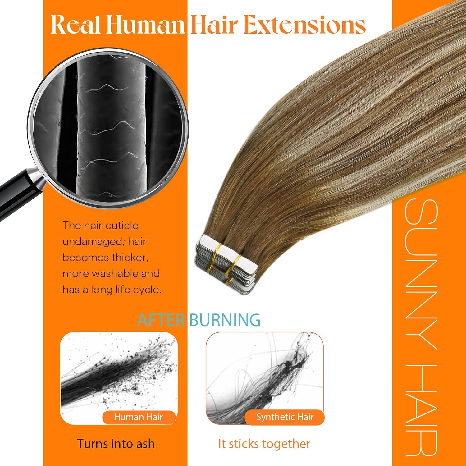 Thumbnail 6 de Sunny Hair Ombre Tape-In Hair Extensions, 50 g, 20 Pieces, #6/60/6
