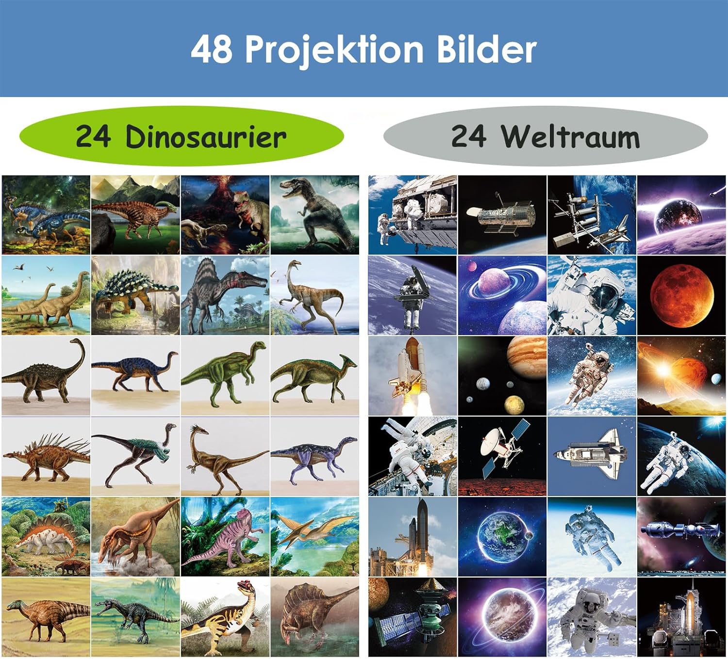 Thumbnail 6 de Pup Go 2er-Pack Dino & Weltraum Taschenlampen-Projektor mit 6 Disks und 48 Bildern
