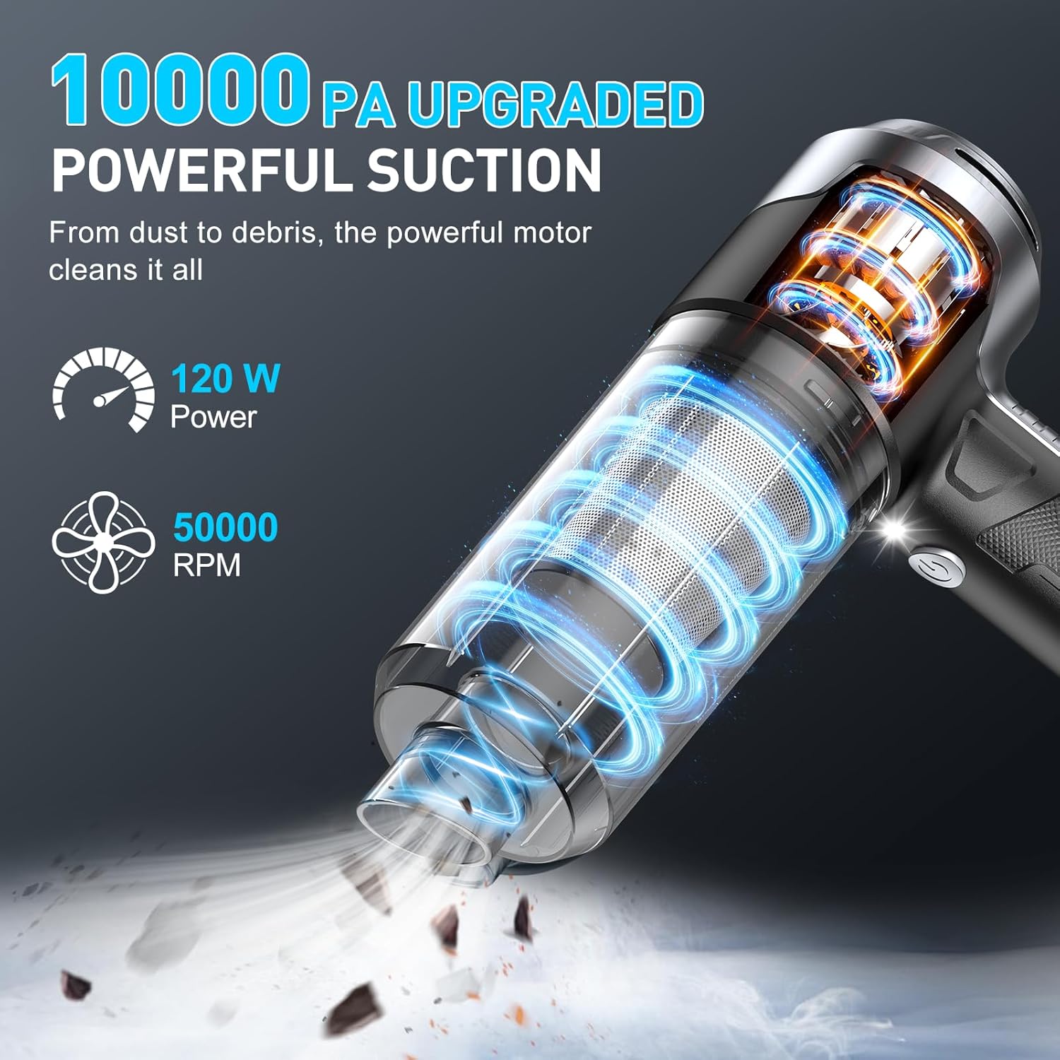 Detalle 2 de KMM handheld vacuum 10000PA đź§ą