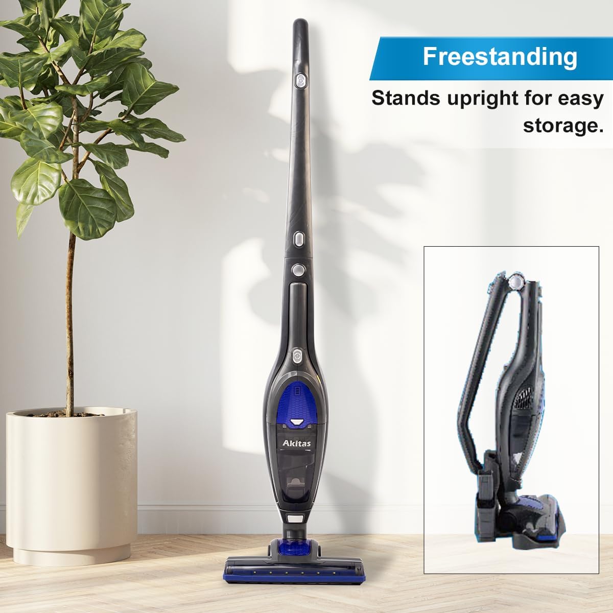 Detalle de Akitas U10 Cordless Vacuum Cleaner — 2-in-1 Stick & Handheld with Auto-Charging Dock, 2.4kg, LED Turbo Brush