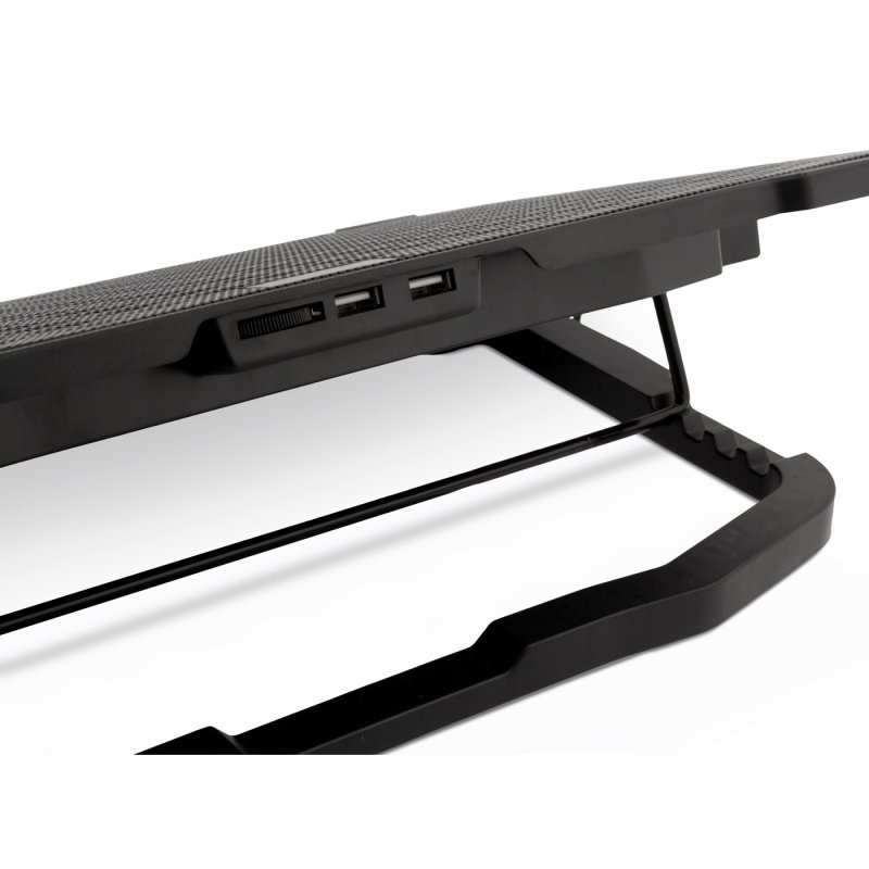 Detalle de CoolBox COO-NCP17-V5: base refrigeradora para portátil de hasta 17,3" con 5 ventiladores y atril ajustable