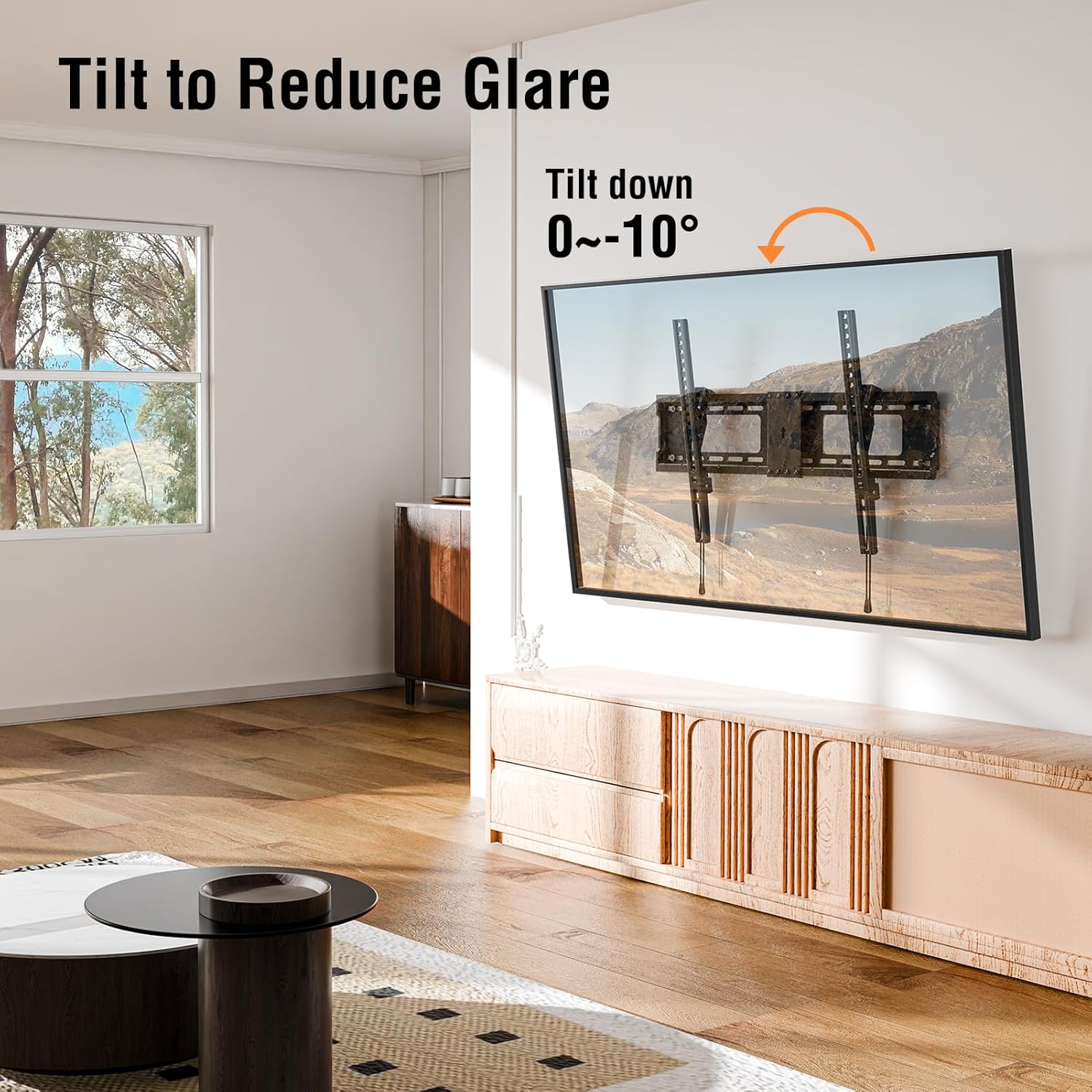 Detalle de ELIVED Tilting TV Wall Mount (YD1038) for 37"–85" TVs up to 132 lbs, Low Profile Tilt Mount, Max VESA 600×400mm