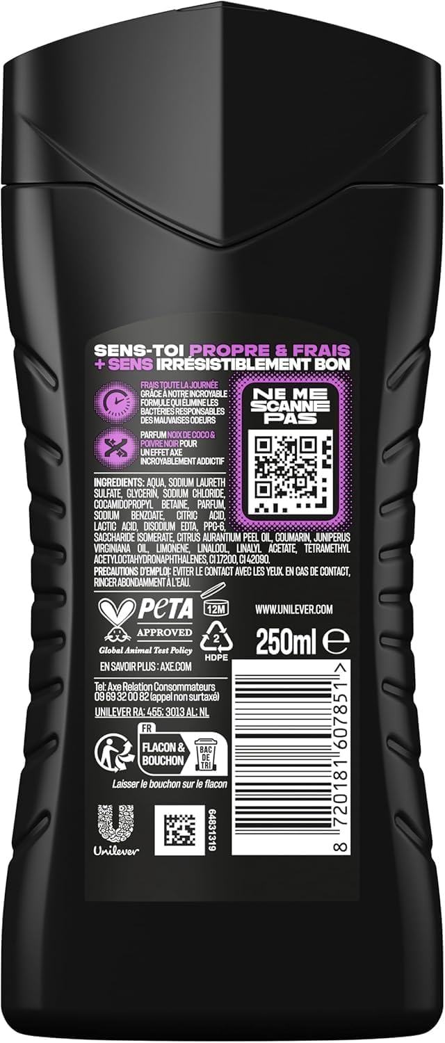 Thumbnail 6 de AXE Gel Douche Homme 5en1 Provocation – 24h Hydratant, coco & poivre noir - 250 ml