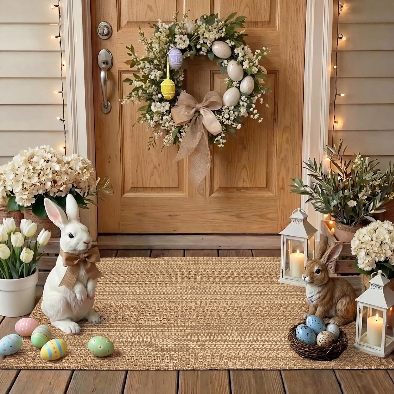 Detalle de MatEssenz 27.5"x43" Outdoor Doormat, Washable Brown Woven Rug with TPR Backing