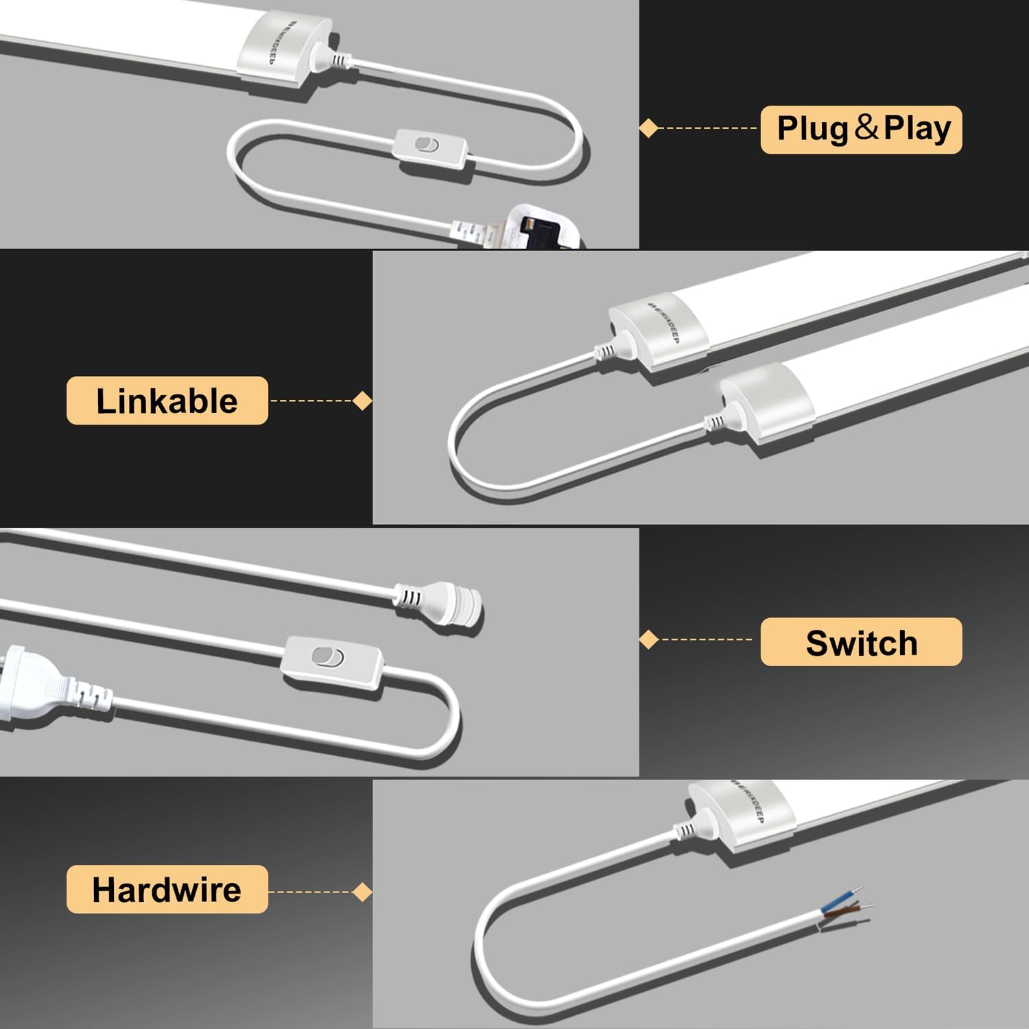 Detalle de LED Batten Lights 2 Pack 1.3ft IP65