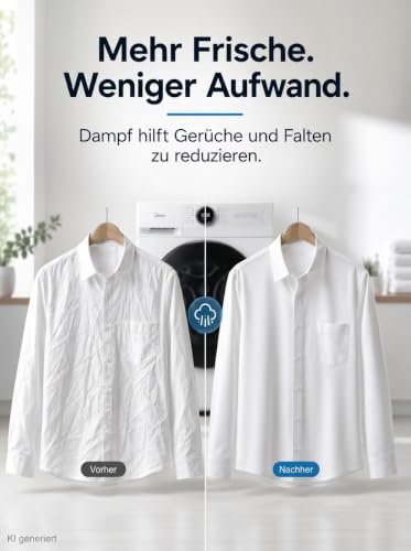 Detalle de Midea MF200W80WB-14AS: 8 kg Waschmaschine mit Inverter, App-Steuerung und Turbo Wash