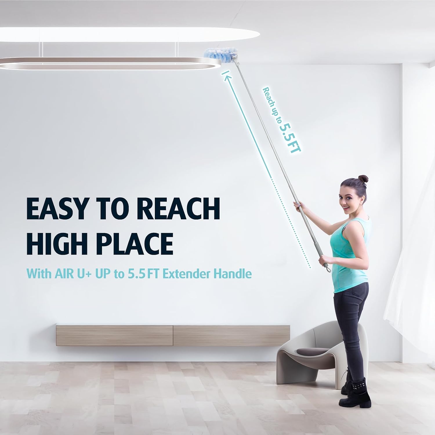Detalle de AIR U+ 20 Refills Duster with 183cm Extendable Handle – 360° Double-Head Microfiber Duster