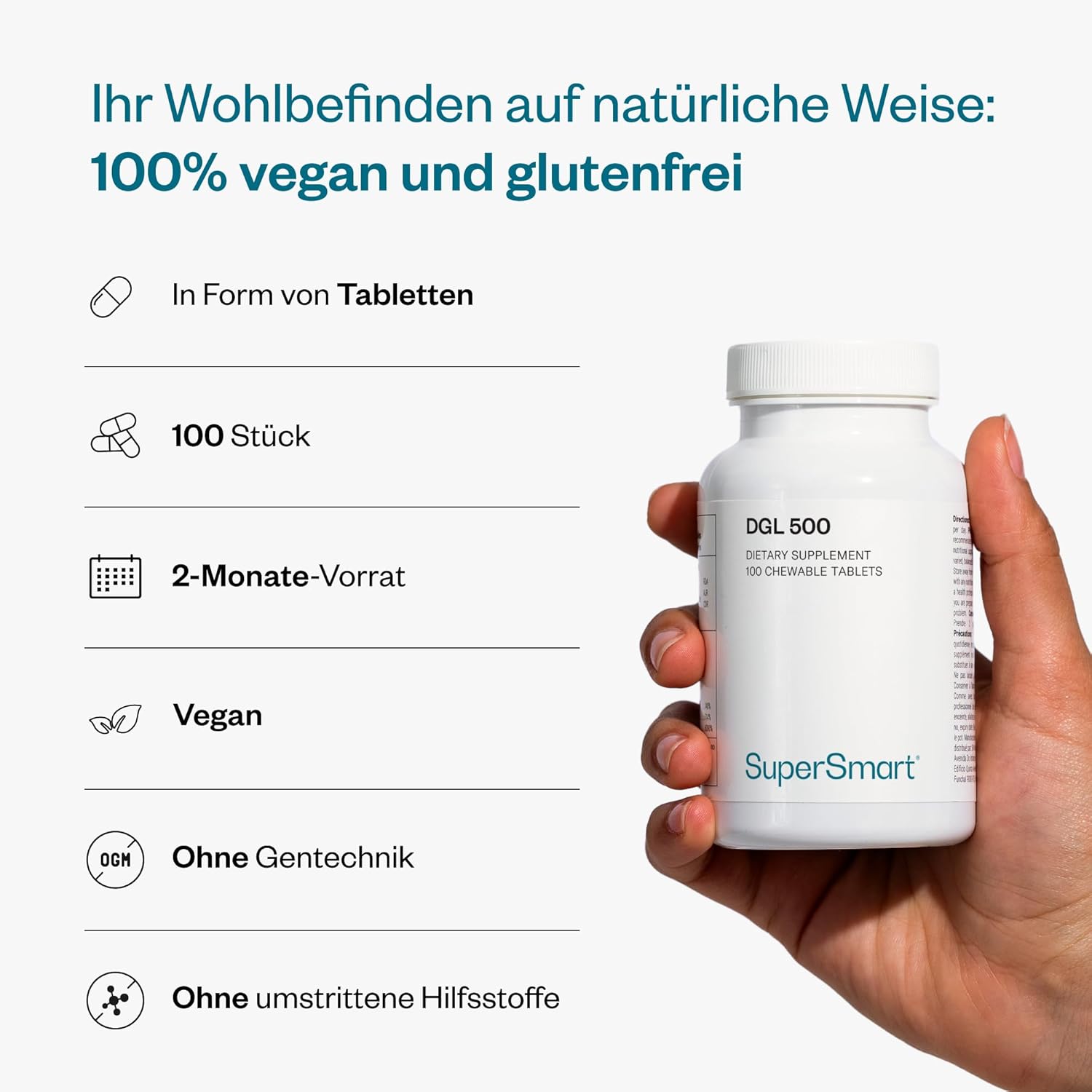 Thumbnail 5 de DGL 500-3000 per Tag von Supersmart – natürliche Linderung bei gastroösophagealalem Reflux (DGL)