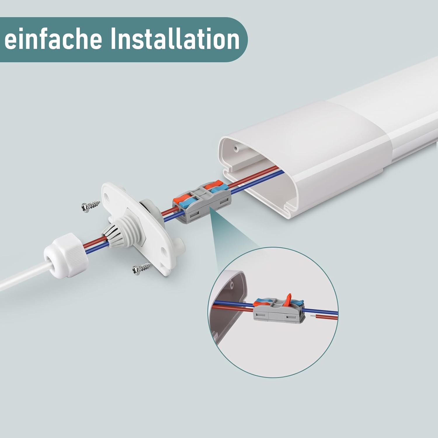 Thumbnail 6 de IEGLED LED-Deckenleuchte 60 cm im 2er Pack: IP65 Feuchtraumlampe mit 20 W, 2200 lm in Neutralweiß (4000 K)