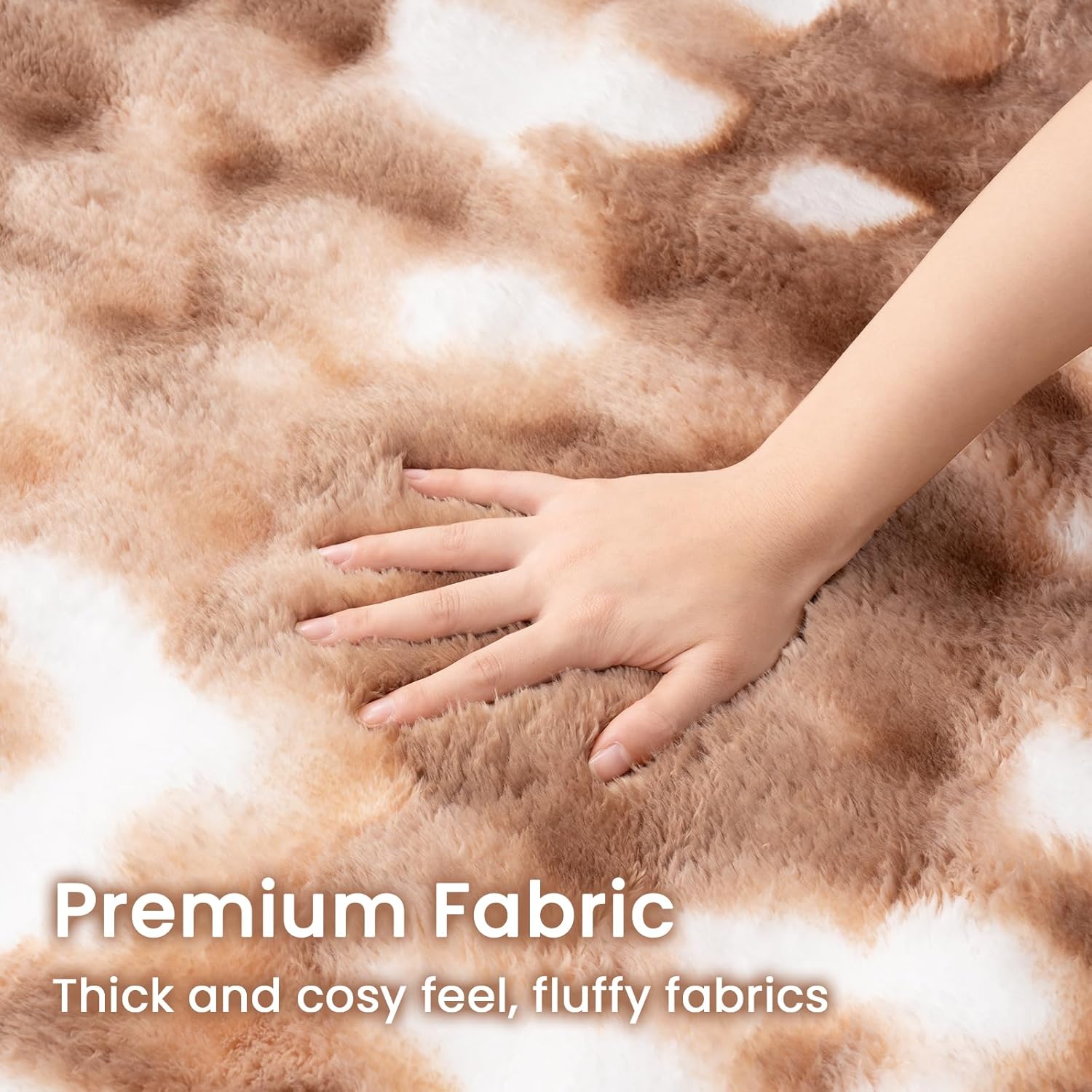 Thumbnail 2 de Tapis salon Vamcheer Tapis Chambre Doux marron 200x290 à poil long tie-dye bubble antidérapant