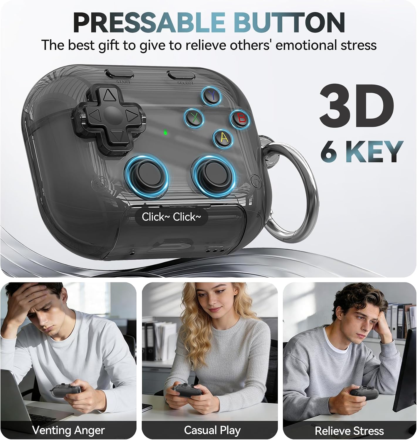 Thumbnail 6 de Polislime AirPods Pro 3 Case Cover 2025 with Safety Lock and Phone Stand (Clear Black)