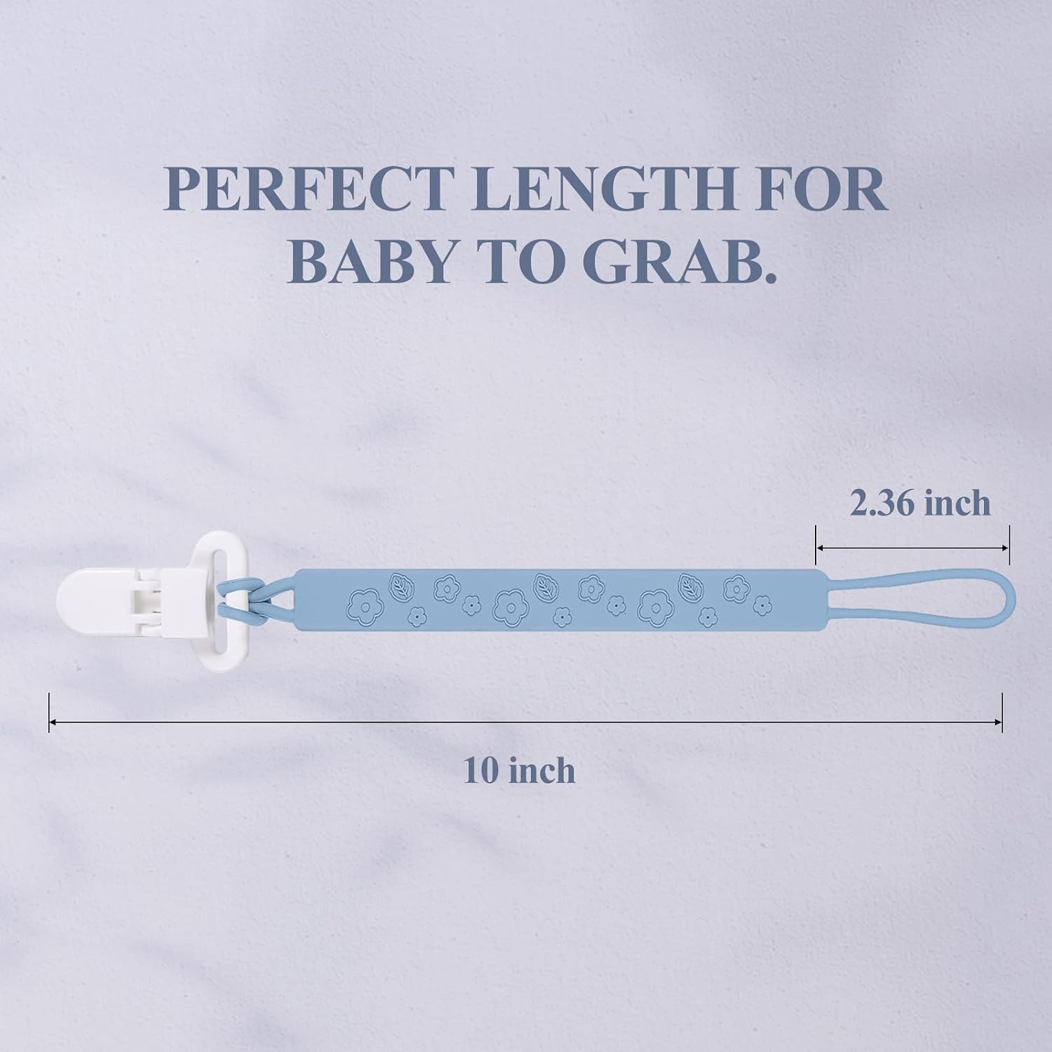 Thumbnail 2 de AmazingM One-Piece Silicone Pacifier Clips, 4-Pack, Flowers & Leaves in Gray
