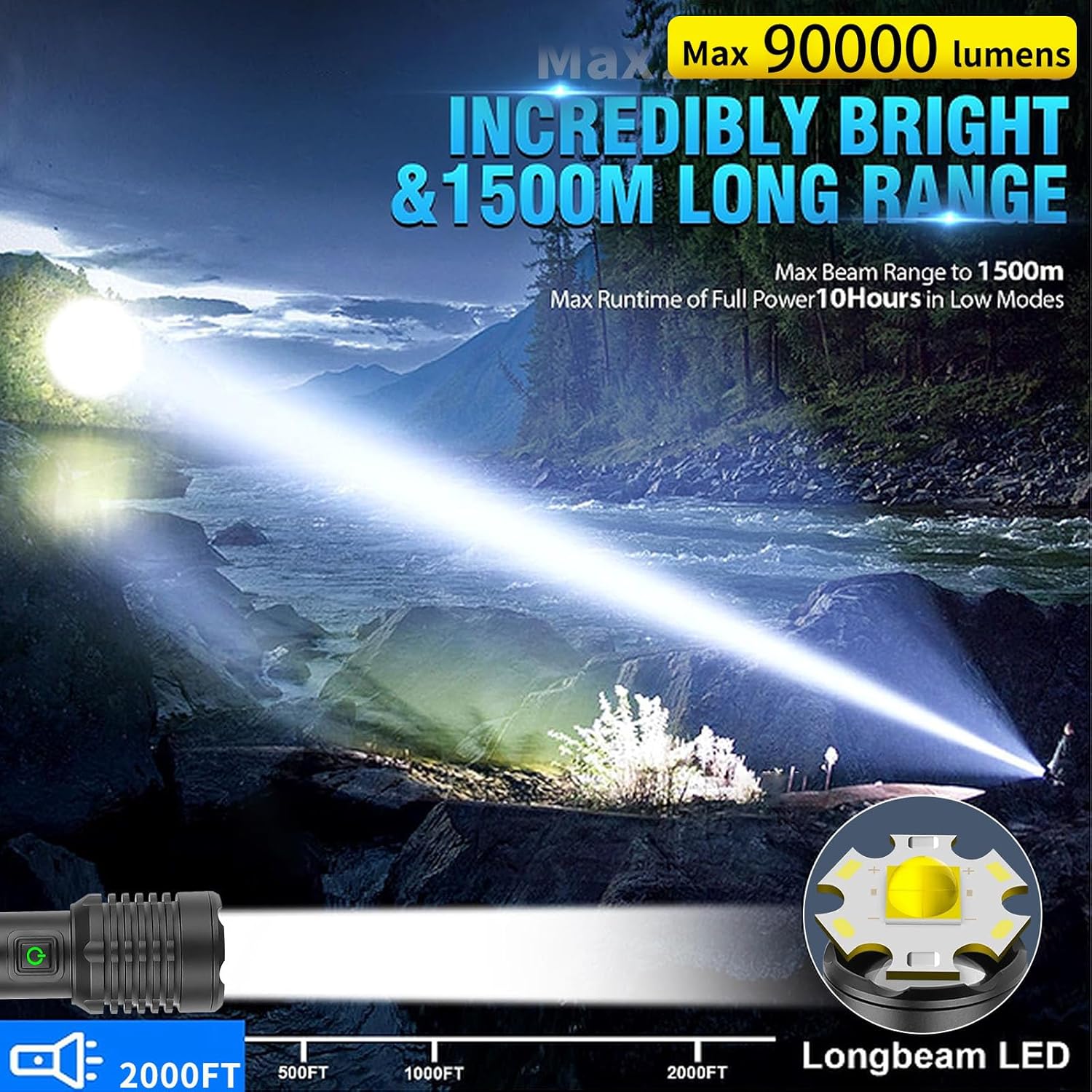 Thumbnail 1 de Chasinglee Torcia 90000 lumen potente per outdoor