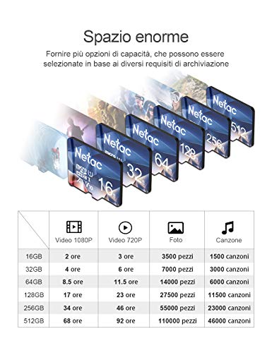 Thumbnail 6 de Netac 32Go Scheda Micro SD A1 U1 V10 C10 600X: affidabile per smartphone, tablet e videocamere