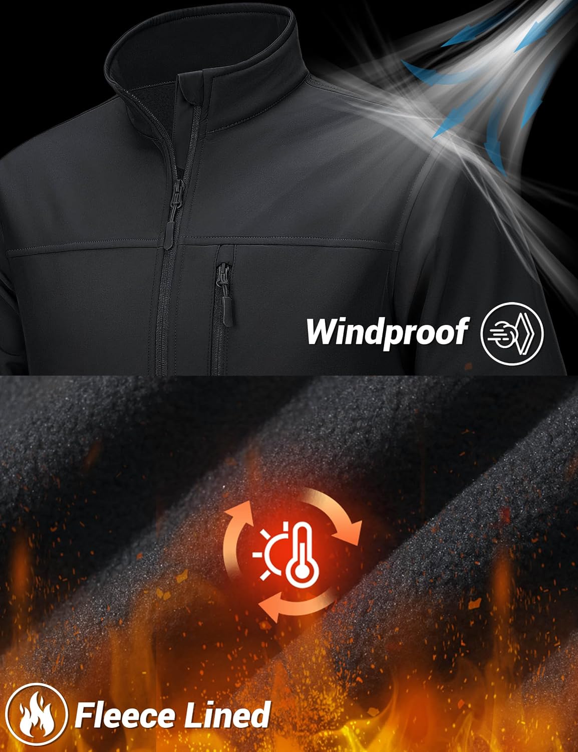 Detalle 2 de TACVASEN TCTJ-731-688 Men's Softshell Jacket, Fleece-Lined, 4 Pockets