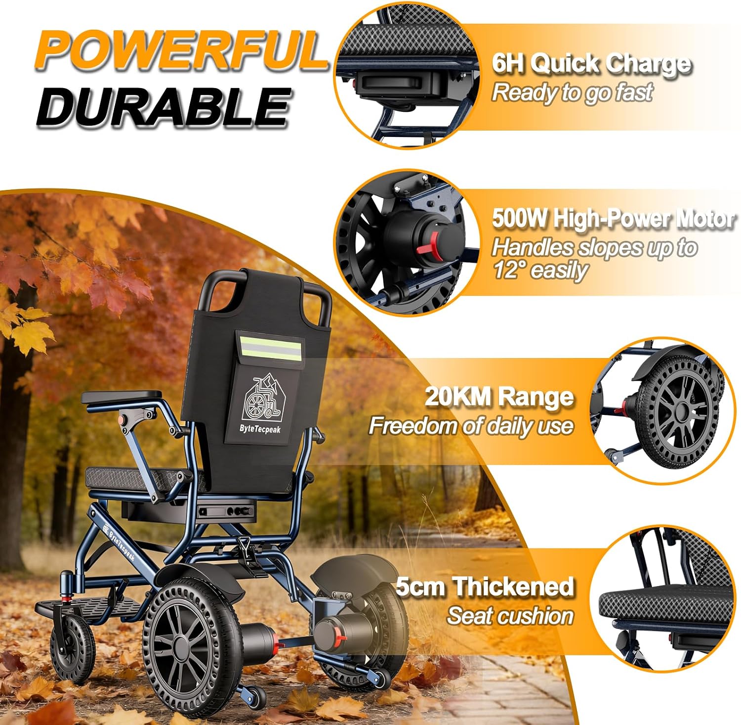 Thumbnail 3 de ByteTecpeak D14 Folding Electric Wheelchair: Lightweight, Travel-Ready Powerchair
