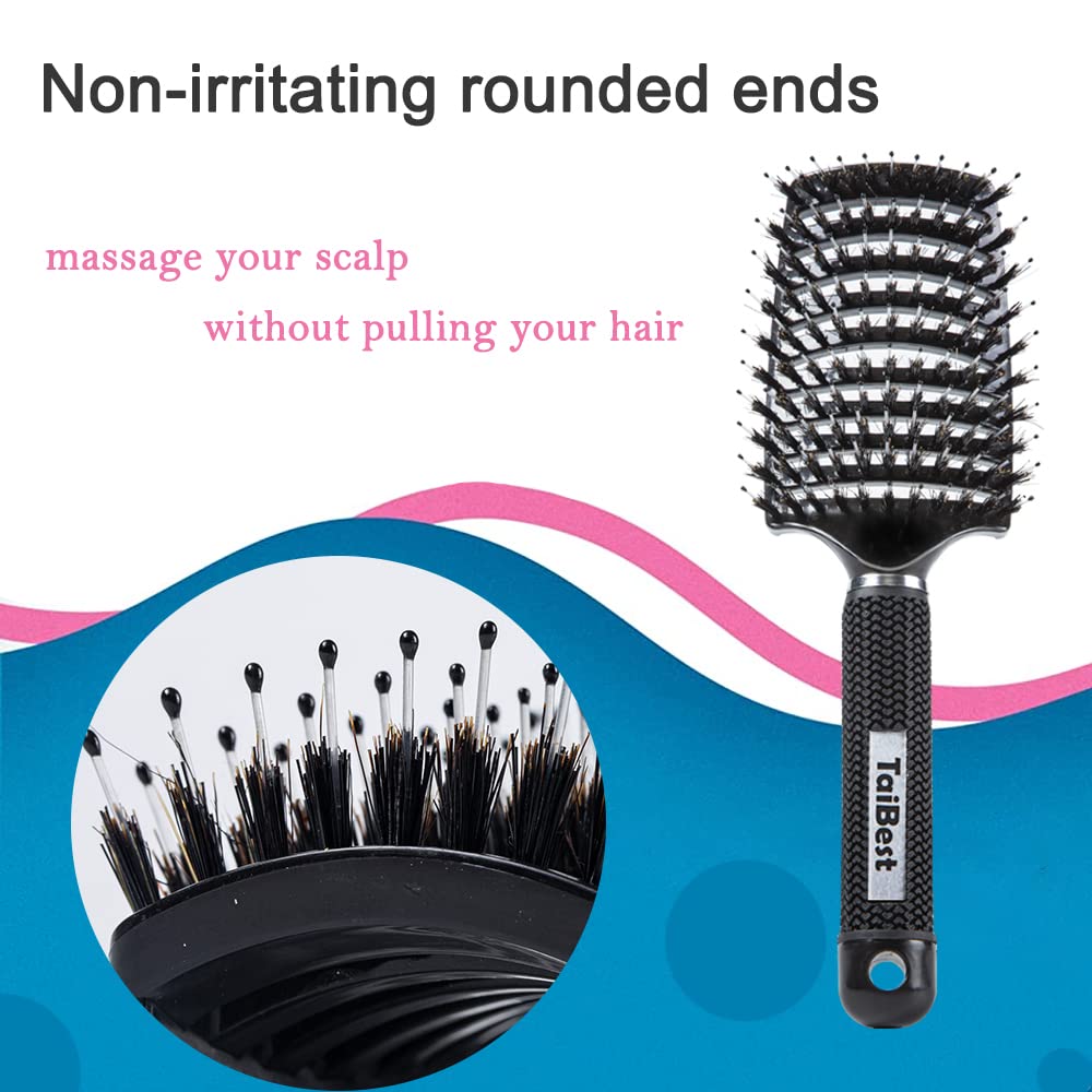Detalle 2 de TaiBest Boar Bristle Hair Brush Set, Vented Wet/Dry Detanglers