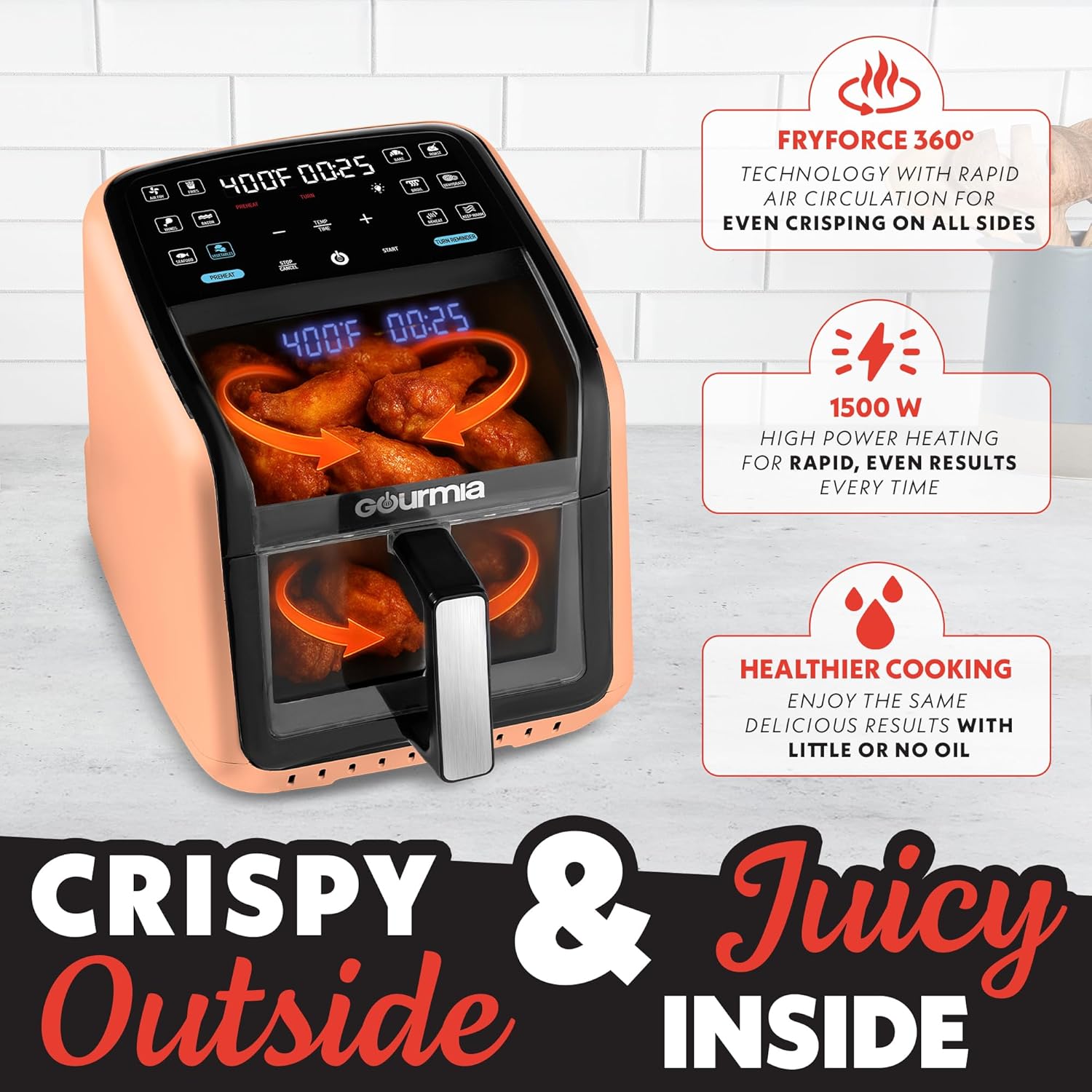 Detalle 2 de Gourmia Air Fryer 7 QT with Guided Cooking