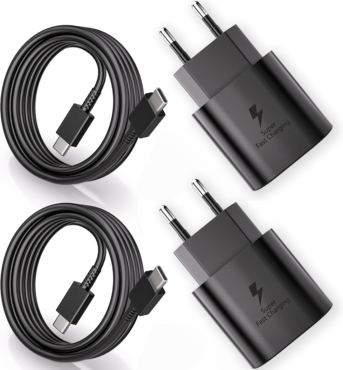 Detalle de JupptElectronics EP-TA800CX USB-C-laders 25 W met kabels van 2 m, set van 2