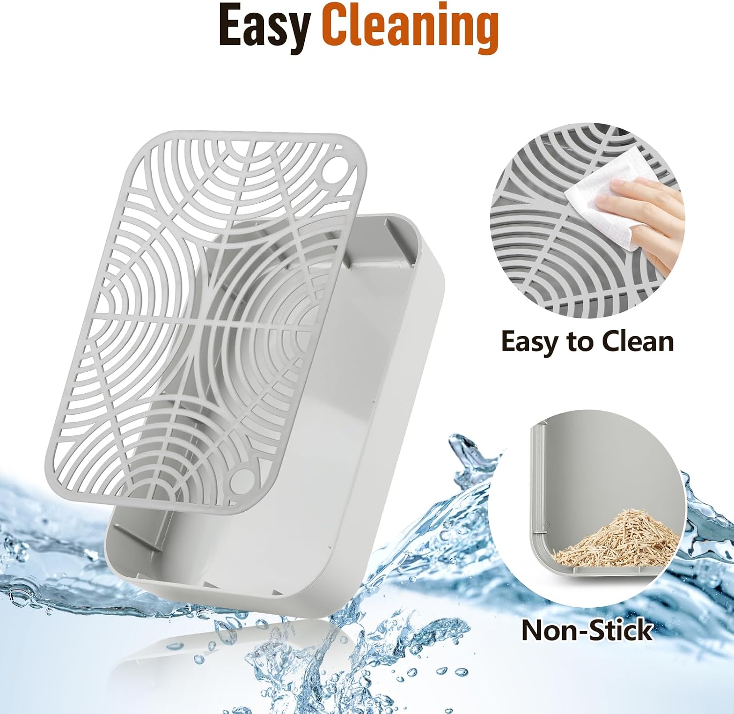Detalle de Bartuke Plastic Cat Step Stairs with Litter Box Ramp and Filter Function (Light Grey)