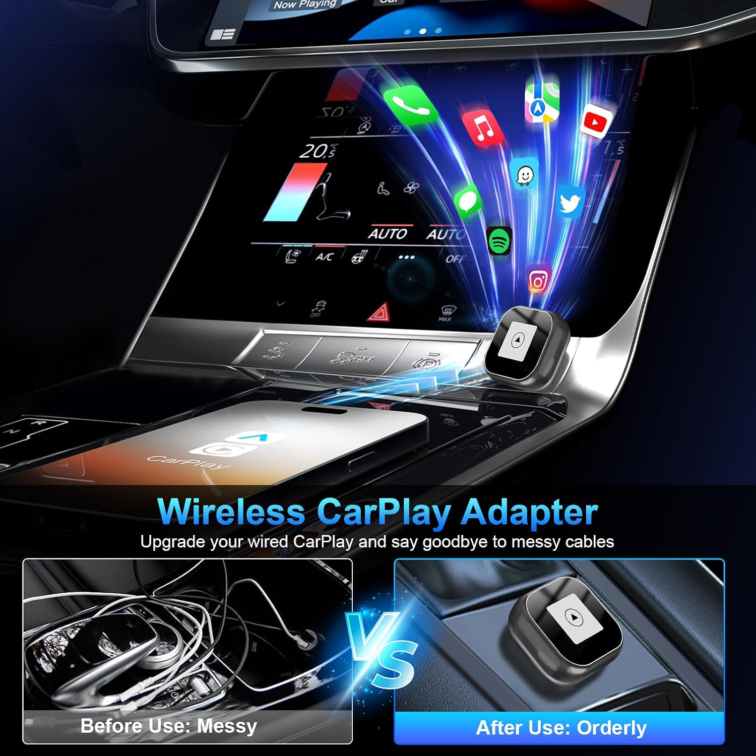 Detalle 2 de Adattatore 2-in-1 Wireless CarPlay e Android Auto 2025