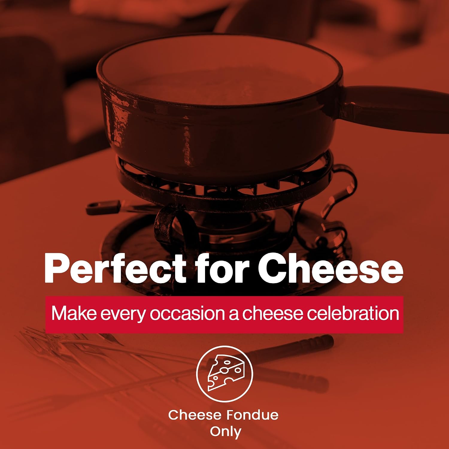 Detalle de Swissmar Lugano Cast Iron Cheese Fondue Set, 9-Piece (2 QT) in Matte Black
