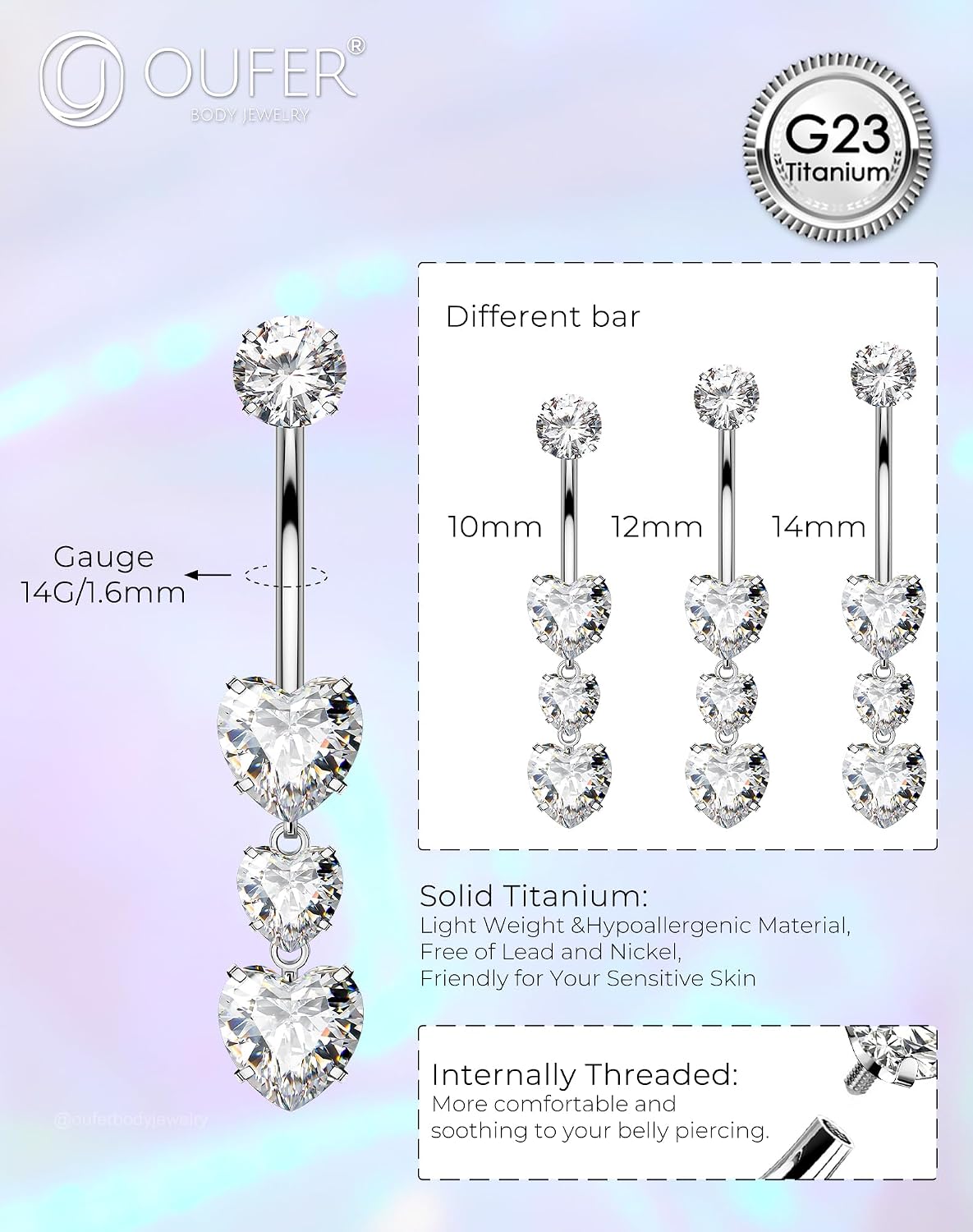 Thumbnail 4 de OUFER Belly Bar Interne 14G 10/12/14 mm