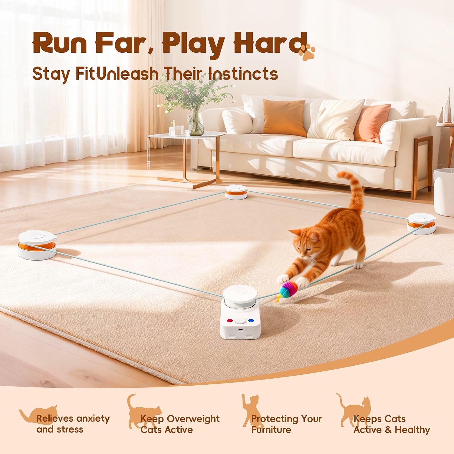 Detalle de Hedsuin Interactive Cat Toy for Indoor Cats – Automatic Moving Toy & Cat Treadmill